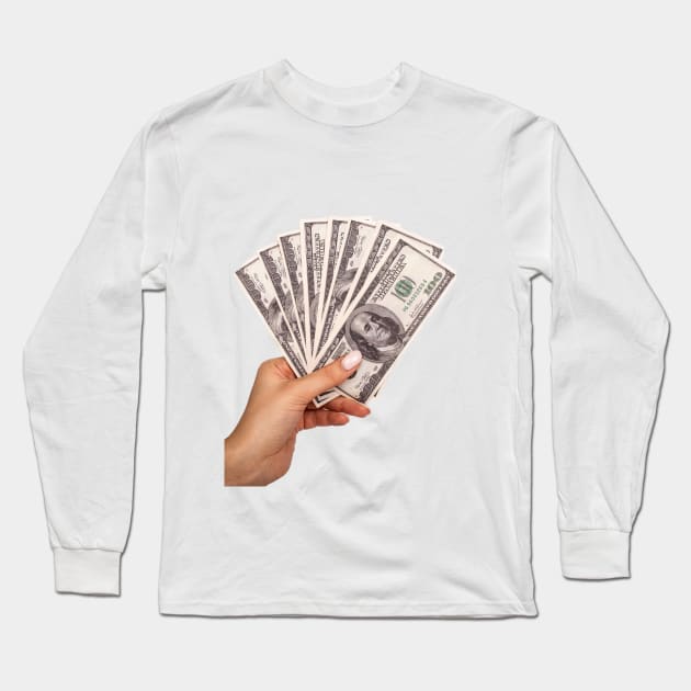 Money Hand Long Sleeve T-Shirt by MashaVed